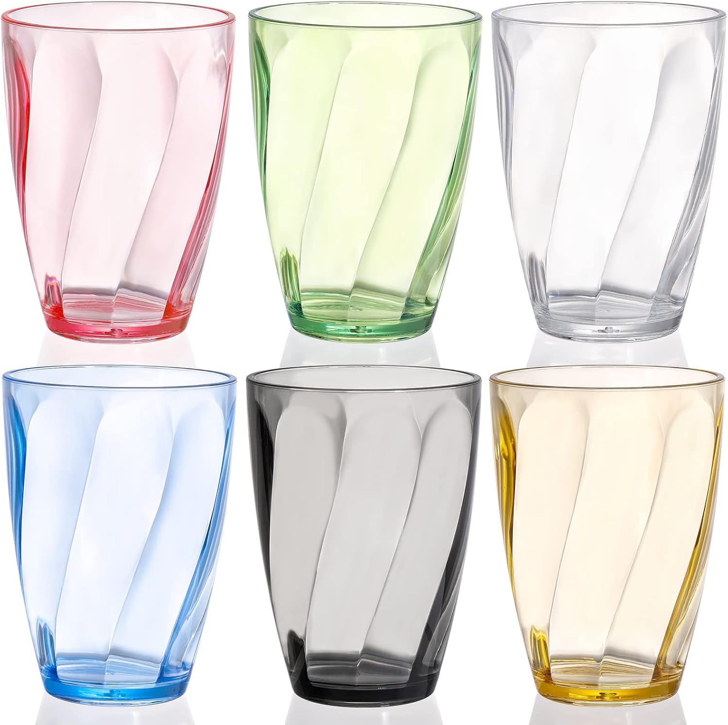 Lawei Set of 6 Unbreakable Premium Drinking Glasses - 13 Oz Plastic Water Cups Stackable Tritan Tumbler Cups, BPA Free, Little Lightweight Beverage Glasses for Kids