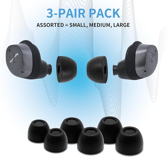 Comply TrueGrip Premium Memory Foam Replacement Ear Tips, Black, Small