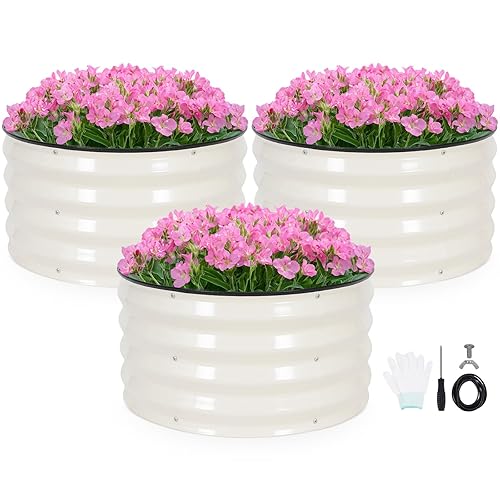 INNO STAG 3 Pcs Round Galvanized Raised Garden Bed —