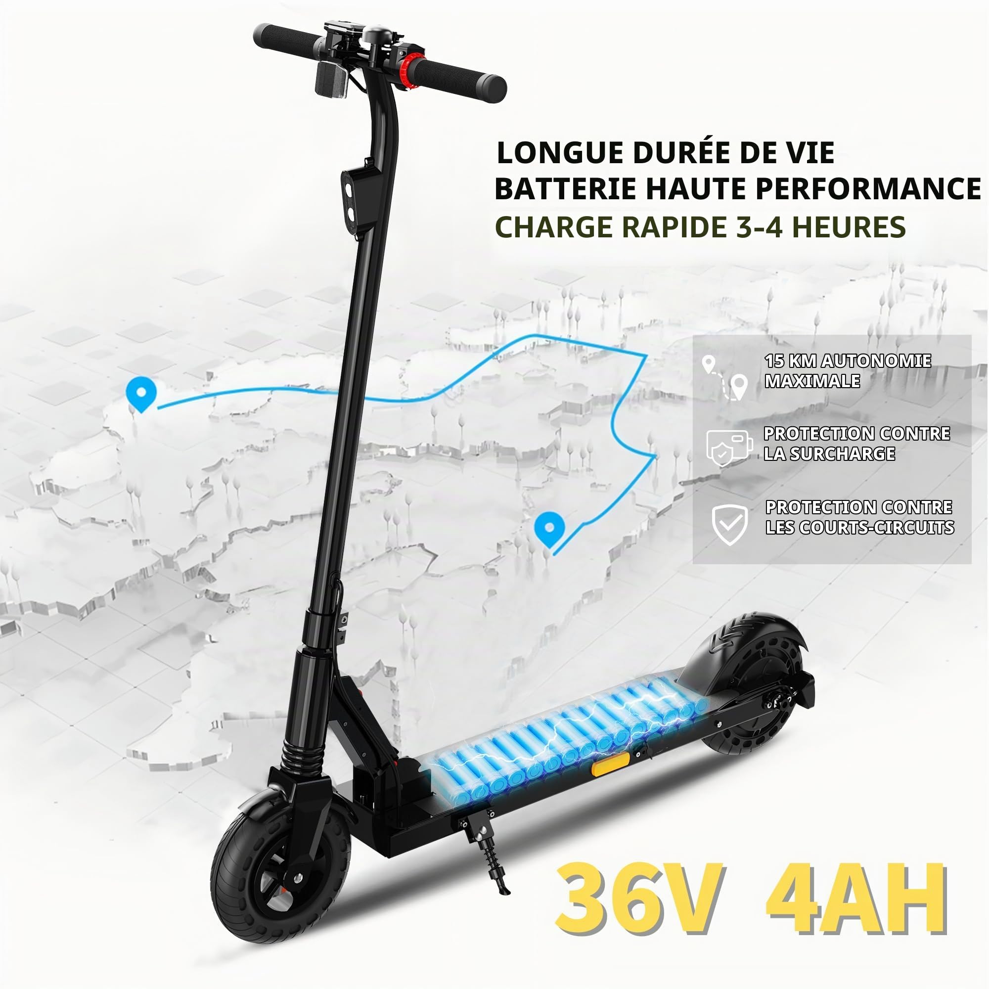 QnQ Trottinette électrique, 2026 Trottinette Pliable 8", Moteur 500W/25KM/H Autonomie 15KM, pneus en nid d'abeille increvables, est Un pour Les Enfants et Les Adolescents.