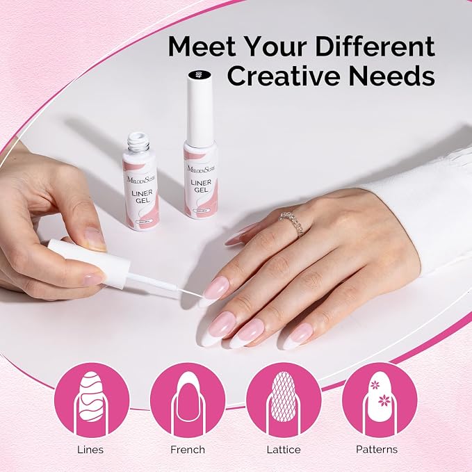 MelodySusie 8ML White Gel Liner Nail Art Polish,for Line and Patterns of Painting,French Nail Tips,DIY Manicure Pedicure for Home DIY Salon Use miniatura 5