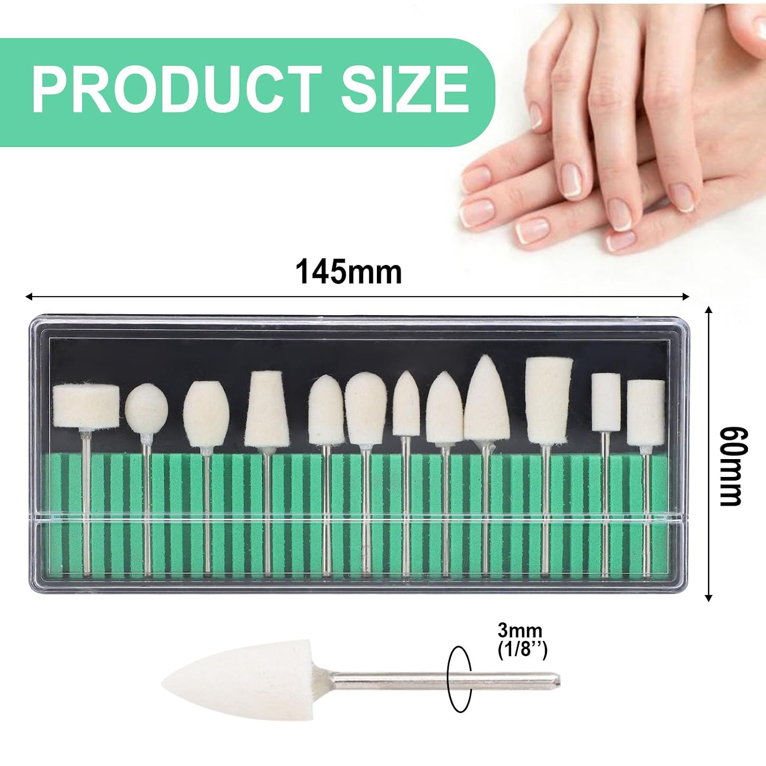 ZJchao Nail Drill Bits, 12 Pcs Wool Felt Polishing Bits, Multi Shaped Grinding Polishing File Heads Tools, Nail Polish Accessories, for Manicure Pedicure, Glass, Gold and Silver Jewelry Polishing