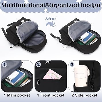 3 Pcs Cute Y2k Star Backpack Set with Lunch Bag and Pencil Case