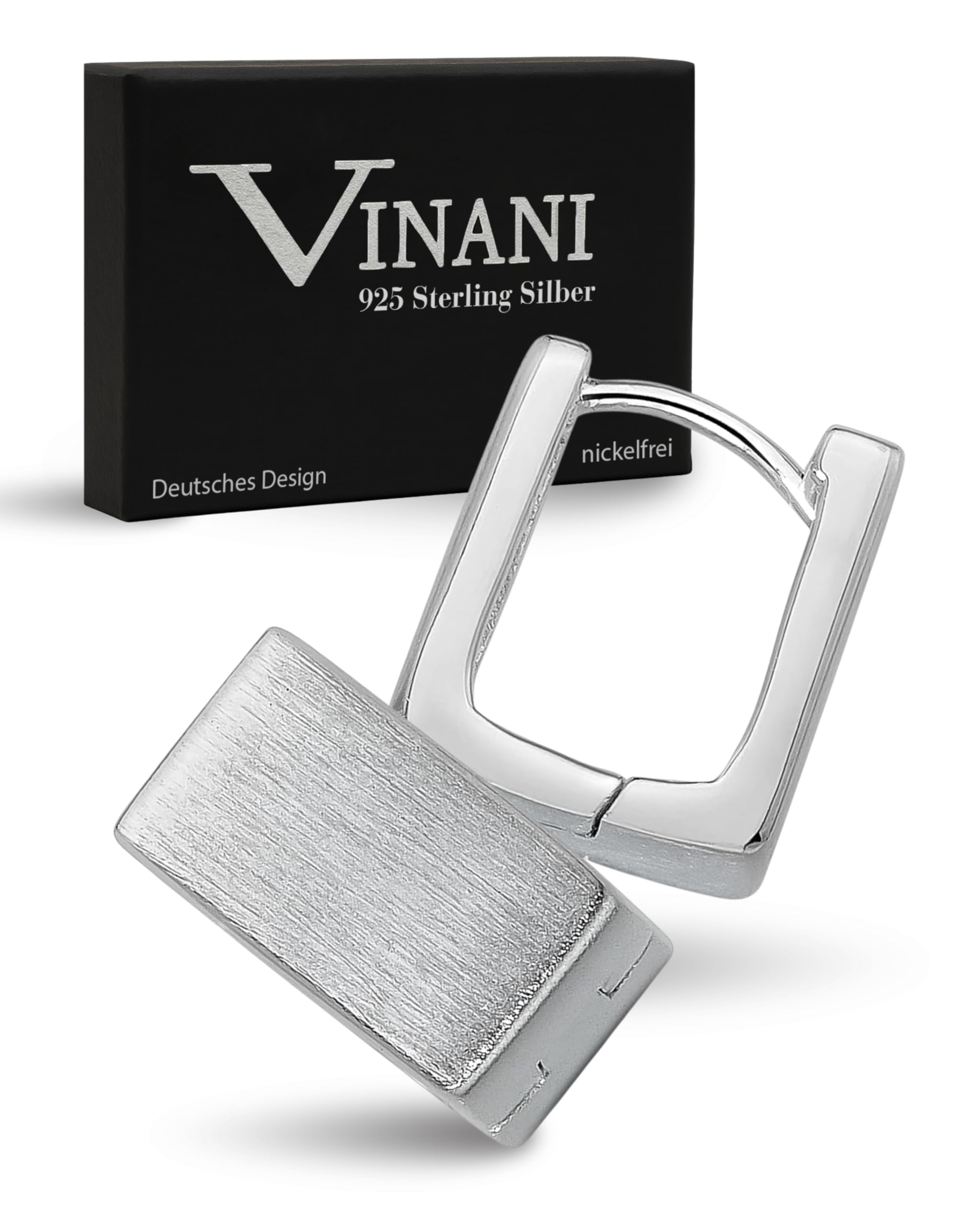VINANI Klapp-Creolen aus 925 Sterling Silber I Nickelfreie Ohrringe für Damen I Mattierte Front & glänzende Seiten mit Anlaufschutz I Allergikerfreundlich I Handarbeit in Juweliersqualität I CRA