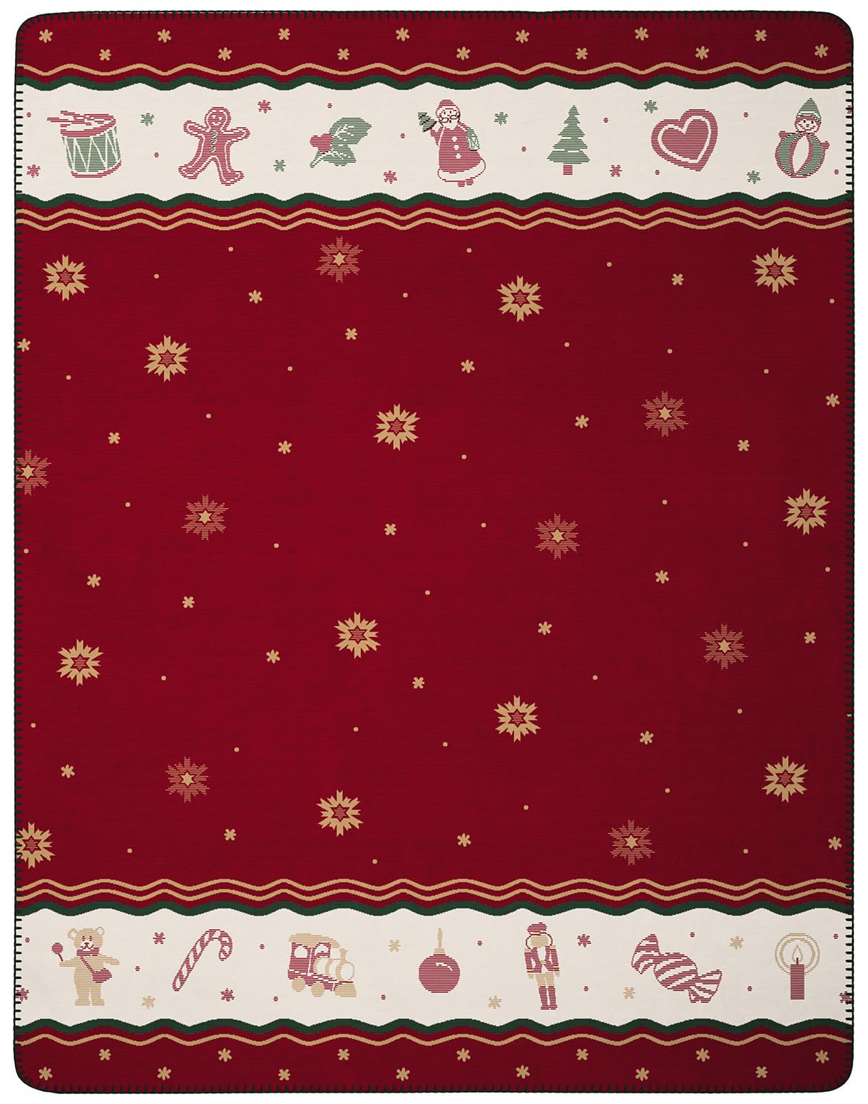 Villeroy & Boch Wohndecke Toy's Delight Ruby, Weihnachtsdecke in 150x200 cm | Made in Germany, weiche Kuscheldecke mit Weihnachtsmotiven, OEKO-TEX Made in Green, rote Sofadecke aus Baumwollmischgewebe
