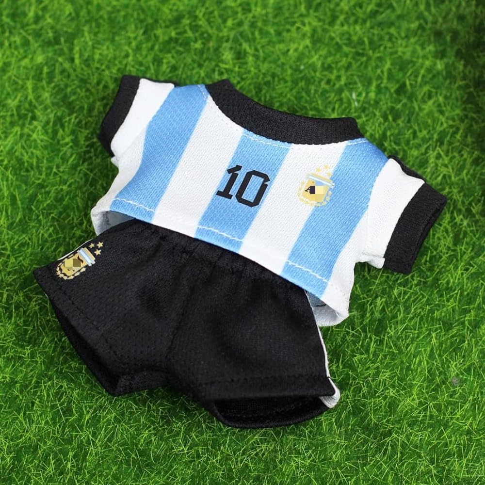 Clothes for Labubu 2-Piece Soccer Outfit - Breathable Fabric,Sporty Design with Jersey & Shorts,Perfect for 17cm Dolls(No Doll) (Number 10)