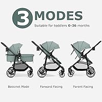 Vista 3 de INFANS Cochecito de bebé 2 en 1, cochecito de bebé horizontal y cochecito de cuna reversible, cochecito plegable con toldo ajustable, soporte