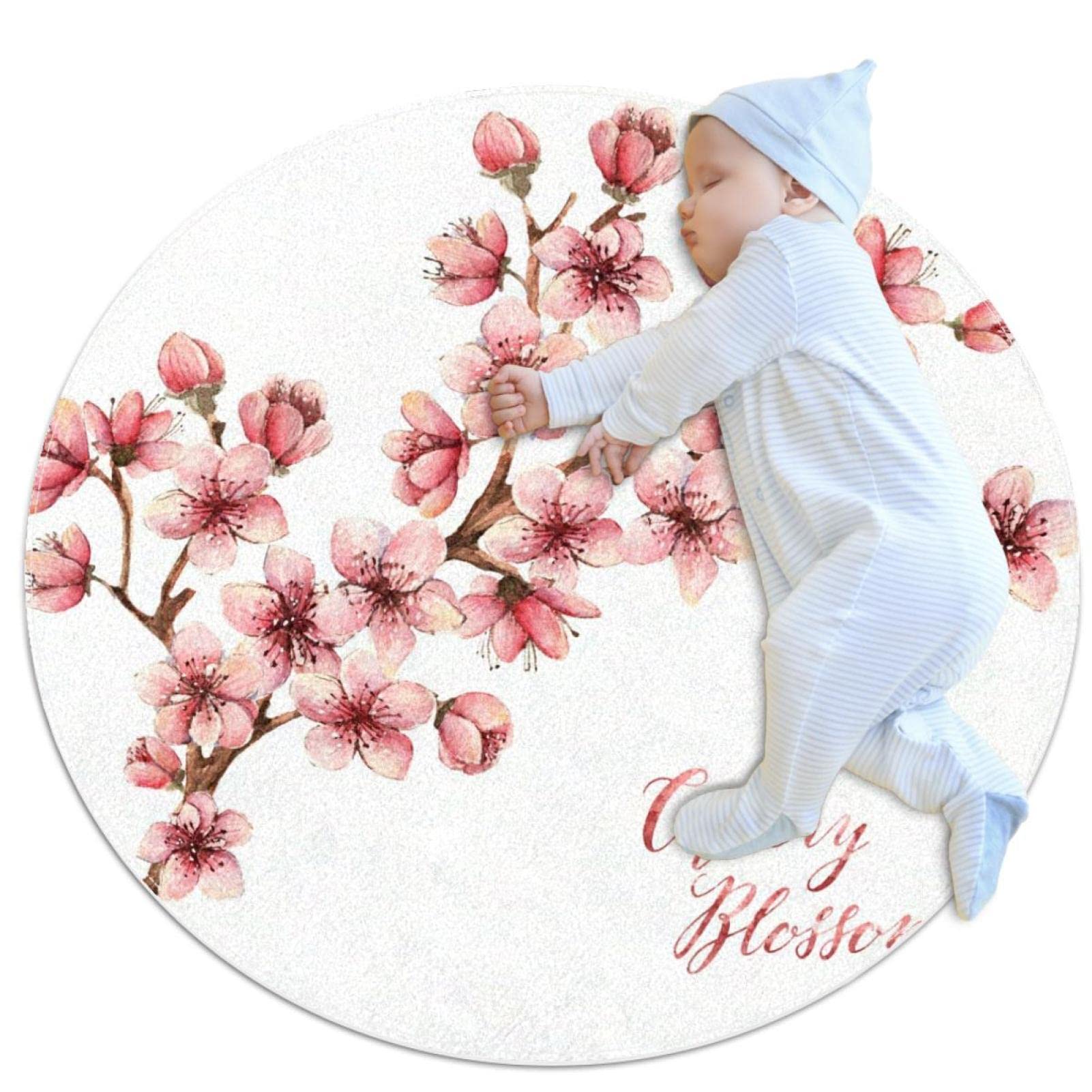 Tapis de bain antidérapant motif cerisier japonais pour chambre enfant et canapé