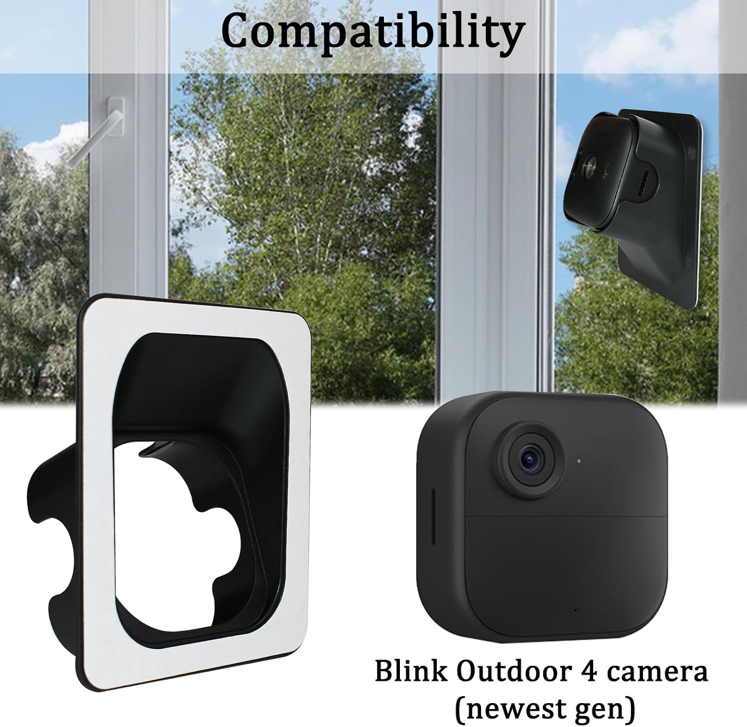 TEKCAM Window Mount Compitable with Blink Outdoor 4 (4th Gen) Security Camera, Glass Window Adhesive Mounting Bracket Holder for Outside Security Monitoring, No Drilling, Direction 20 Degree Downward image 2