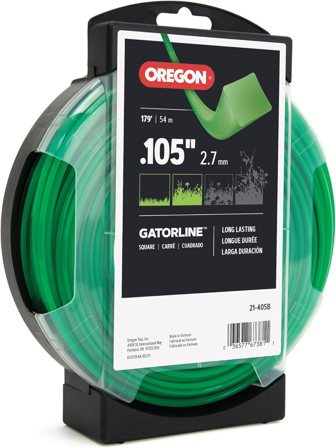 Oregon Gatorline Square Weed Wacker/String Trimmer Line, .105 in. by 179 FT