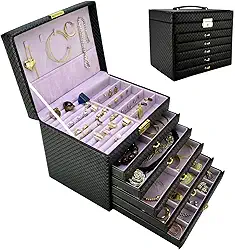 Caixa Para Joias Bijuteria 5 Gavetas Luxo Preto CBRN10714