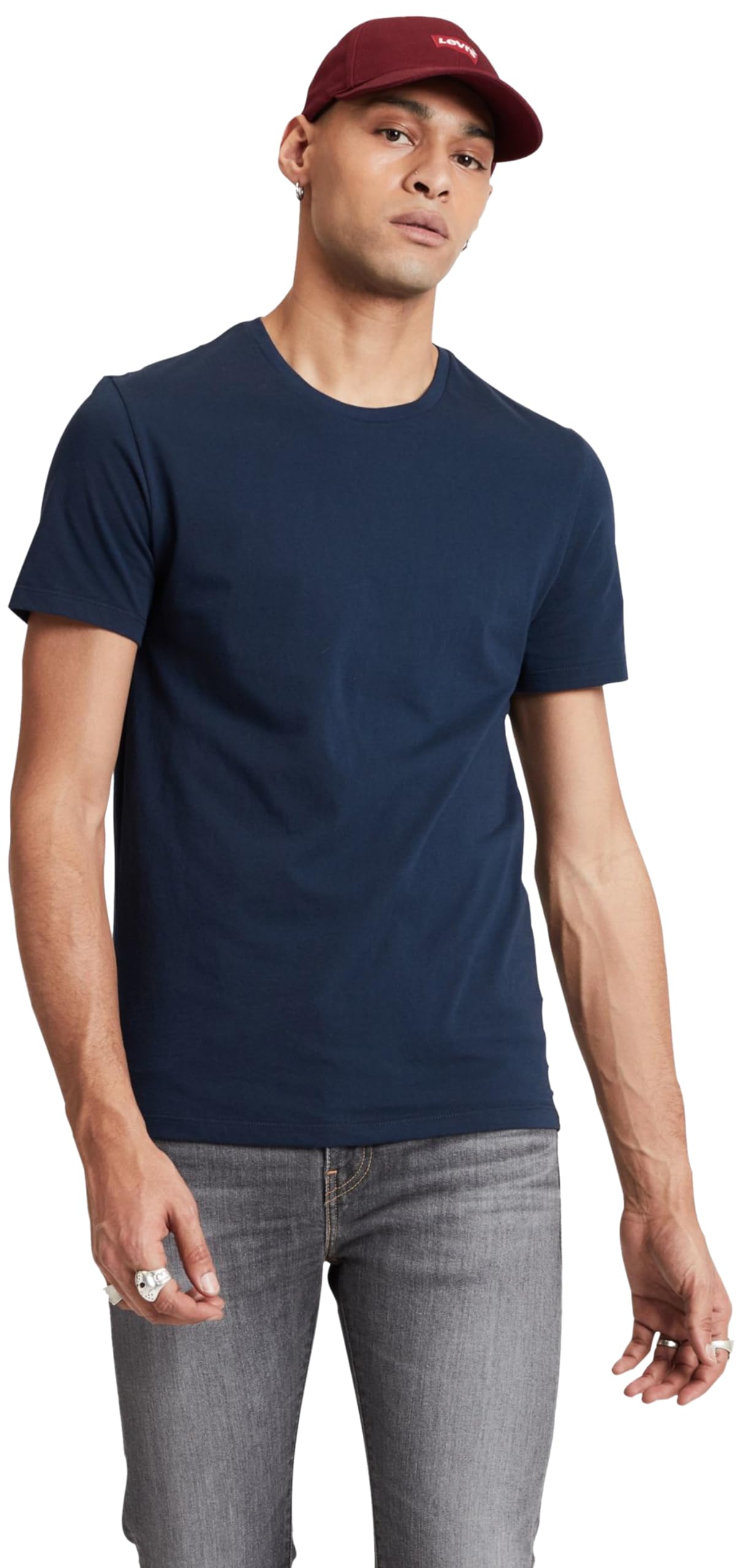 Levi's Men's Slim 2-pack Crewneck Tee, Dress Blues/ White, XL