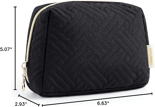 Miniatura 8 de BAGSMART Elegantes bolsas de maquillaje espaciosas, Gris, Pequeña bolsa de maquillaje suave