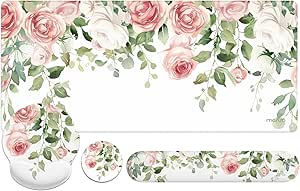 MOSISO Wrist Rest Support For Mouse Pad&Keyboard Set, Curved Ergonomic Mousepad&Coaster Non-Slip Base Home/Office Pain Relief&Easy Typing Cushion With Soft Cloth&Silicone Lining, Khaki - View #7