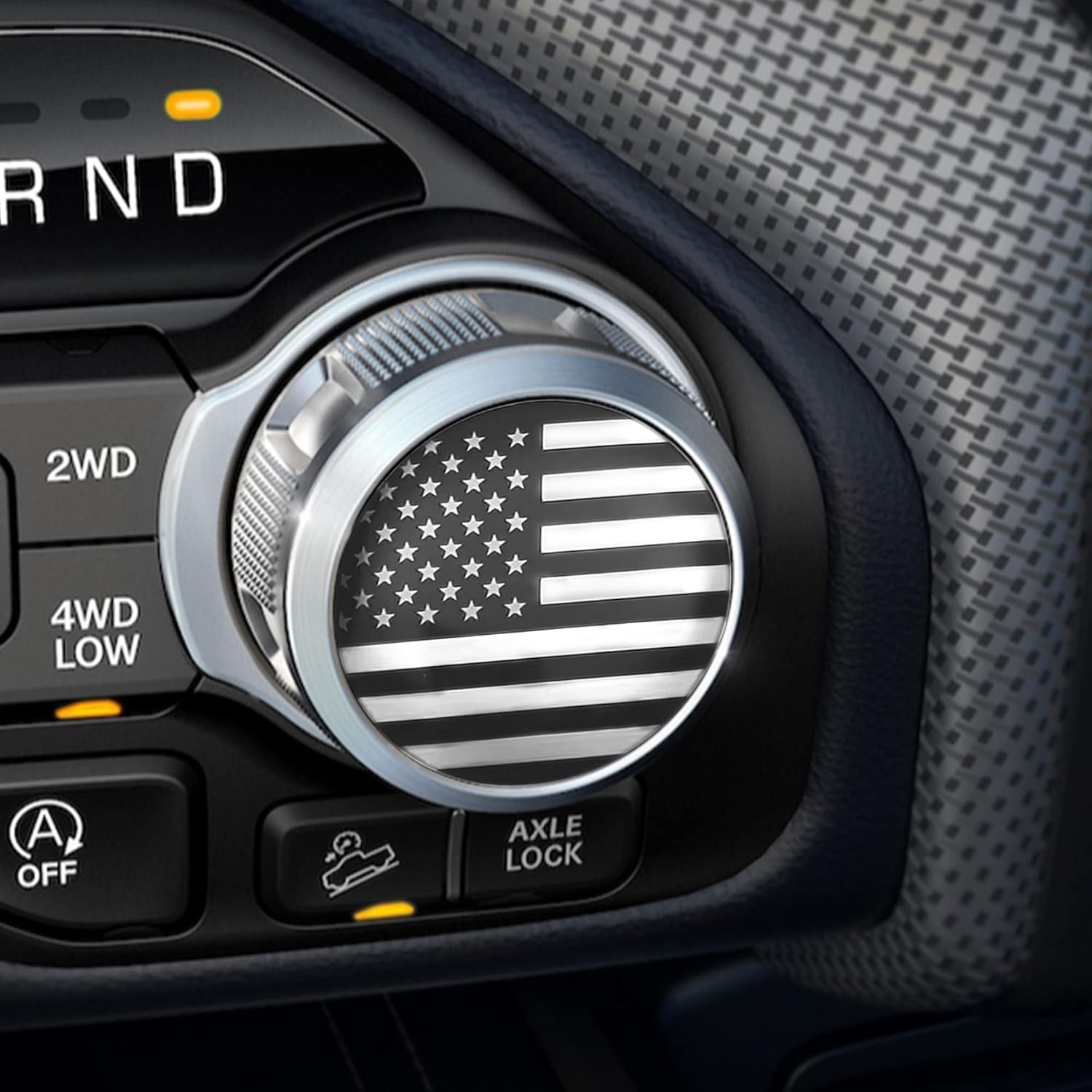 Zhizhong Dial Shifter Trim Plate Etched American Flag Emblem, Gear Shift Switch Knob Cover Fit for Chrysler 300/200/Pacifica, Voyager, Ram 1500, Ram Rebel, RAM 2500, Dodge Durango