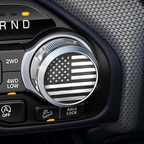 Zhizhong Placa de Adorno del Selector de Dial Grabada con Emblema de Bandera Americana, Cubierta de Perilla del Interruptor de Cambios Compatible