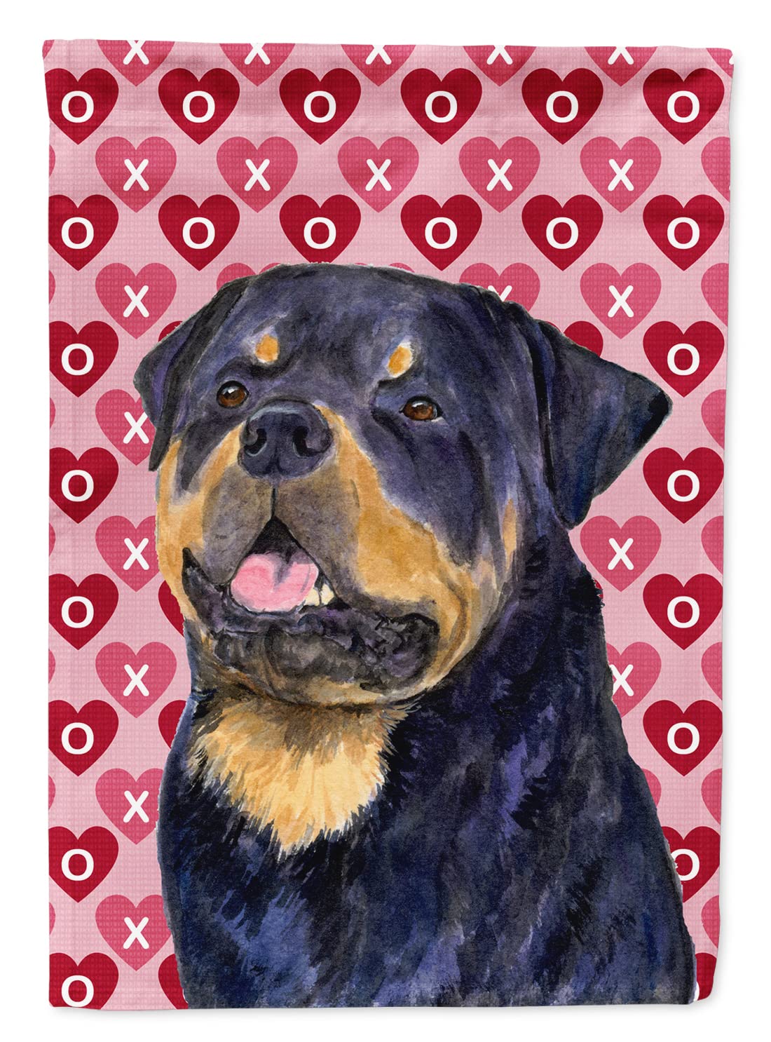 Drapeau Rottweiler Hearts Love grand format en toile pour amoureux des animaux