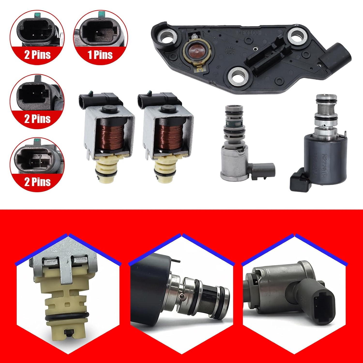 SMMS 4T65E Automatic Transmission Master Shift EPC TCC & PWM Downshift Solenoid Manifold Pressure Switch for Buick for Chevrolet for Pontiac 2003-2009 OE 10478124+24214360+24216426+24212690