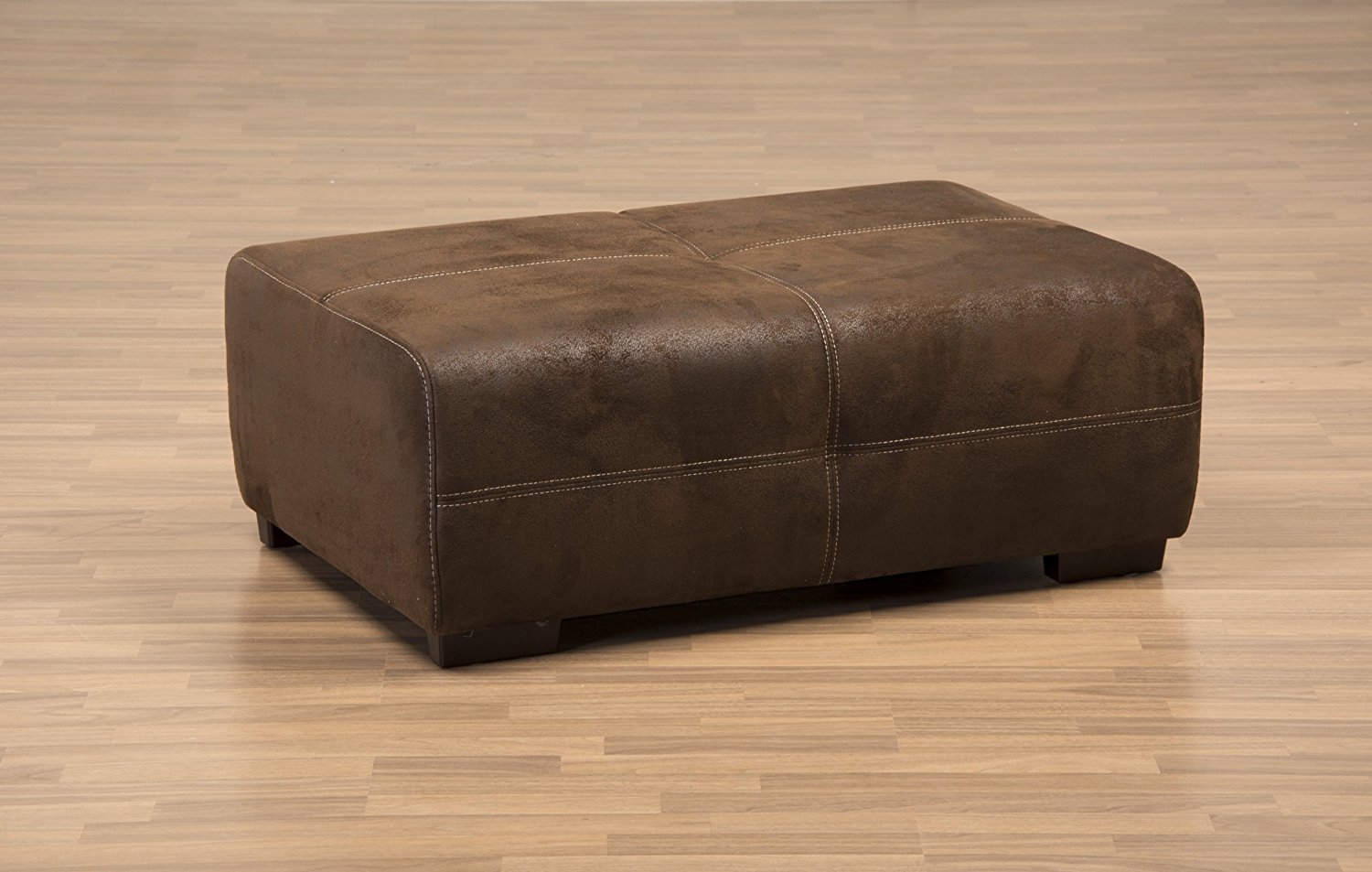 Cavadore 503 Polsterhocker Mavericco in Wildlederoptik / Sitzhocker / Sofahocker mit Steppung / Passend für Polsterserie Mavericco / Maße: 108 x 71 x 41 (B x H x T) / Farbe: Antik braun (Lederoptik)