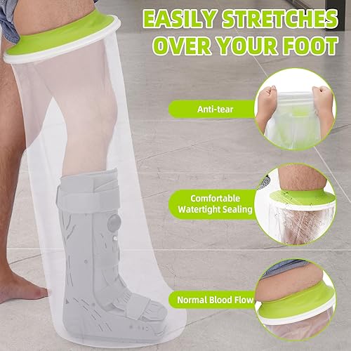 Miniatura 5 de Fundas de fundición impermeables para piernas de ducha para adultos, protección completa de piernas largas para heridas, mantiene el yeso y el