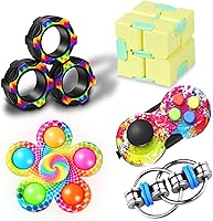 Vista 10 de Conjunto de 5 juguetes para ansiedad y estrés, juguetes sensoriales para autismo y TDAH con cubo, anillo magnético, para escritorio, regalo