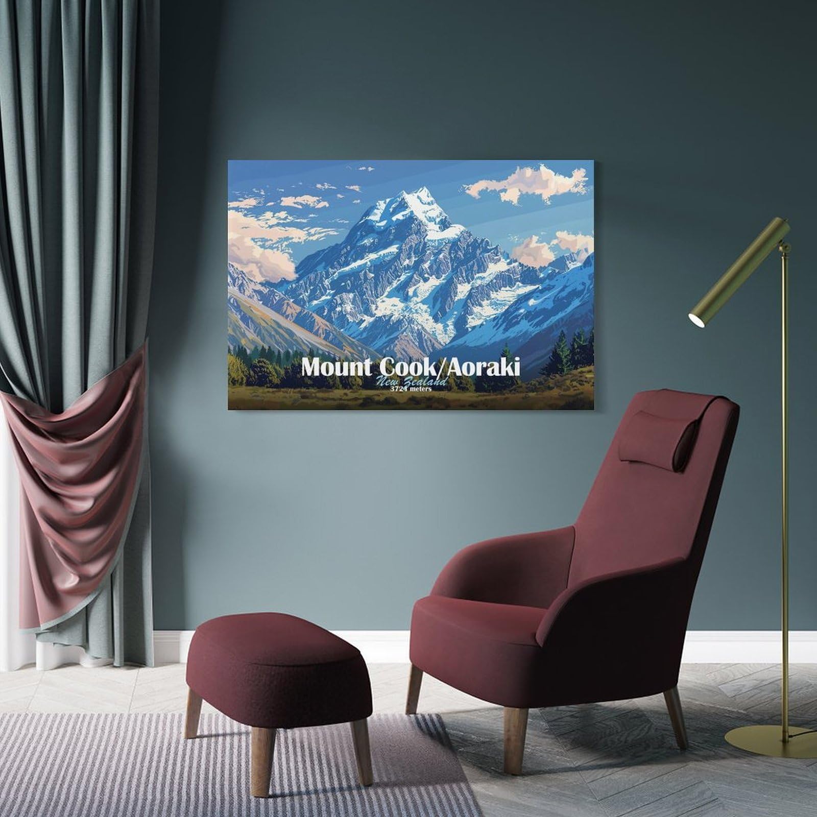 Junmoney Decorative Canvas Print Mount CookAoraki, New Zealand, 24x36inch(60x90cm), for Study, Office Or Apartment Decor, Gift Idea for Housewarming And Birthdays