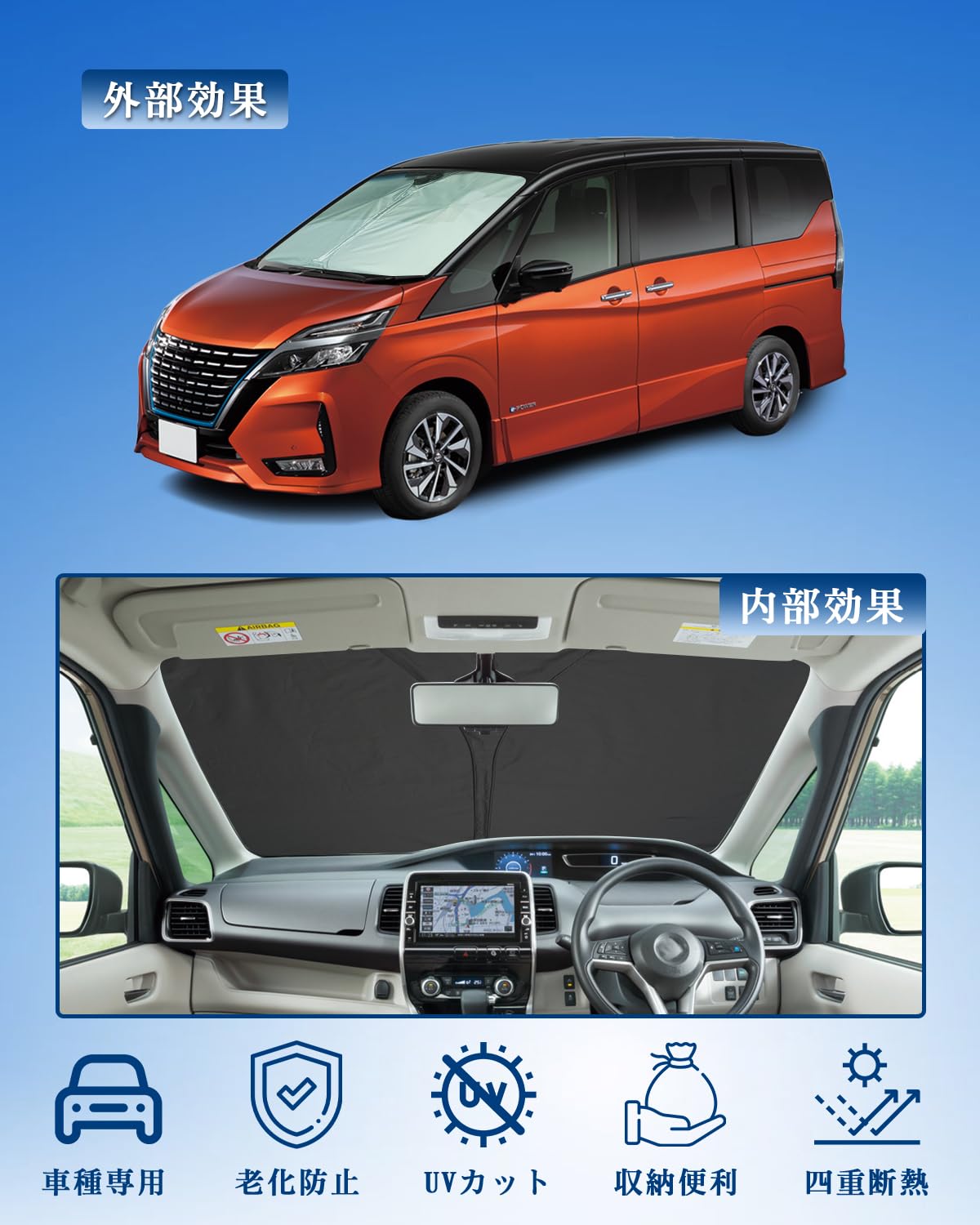 セレナ　C27 eパワー専用サンシェード Amazon | 【RUIYA】日産 セレナ C27系 車用サンシェード セレナ