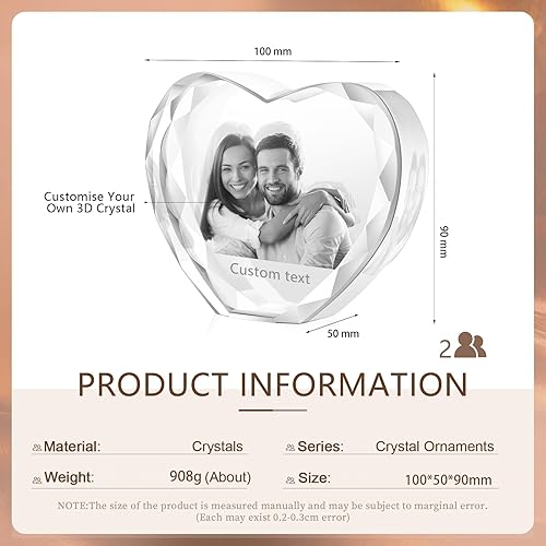 Miniatura 3 de Foto de cristal 3D, regalo personalizado para mujeres, hombres, mamá, papá, pareja, imagen personalizada en marcos de fotos de cristal, regalo para