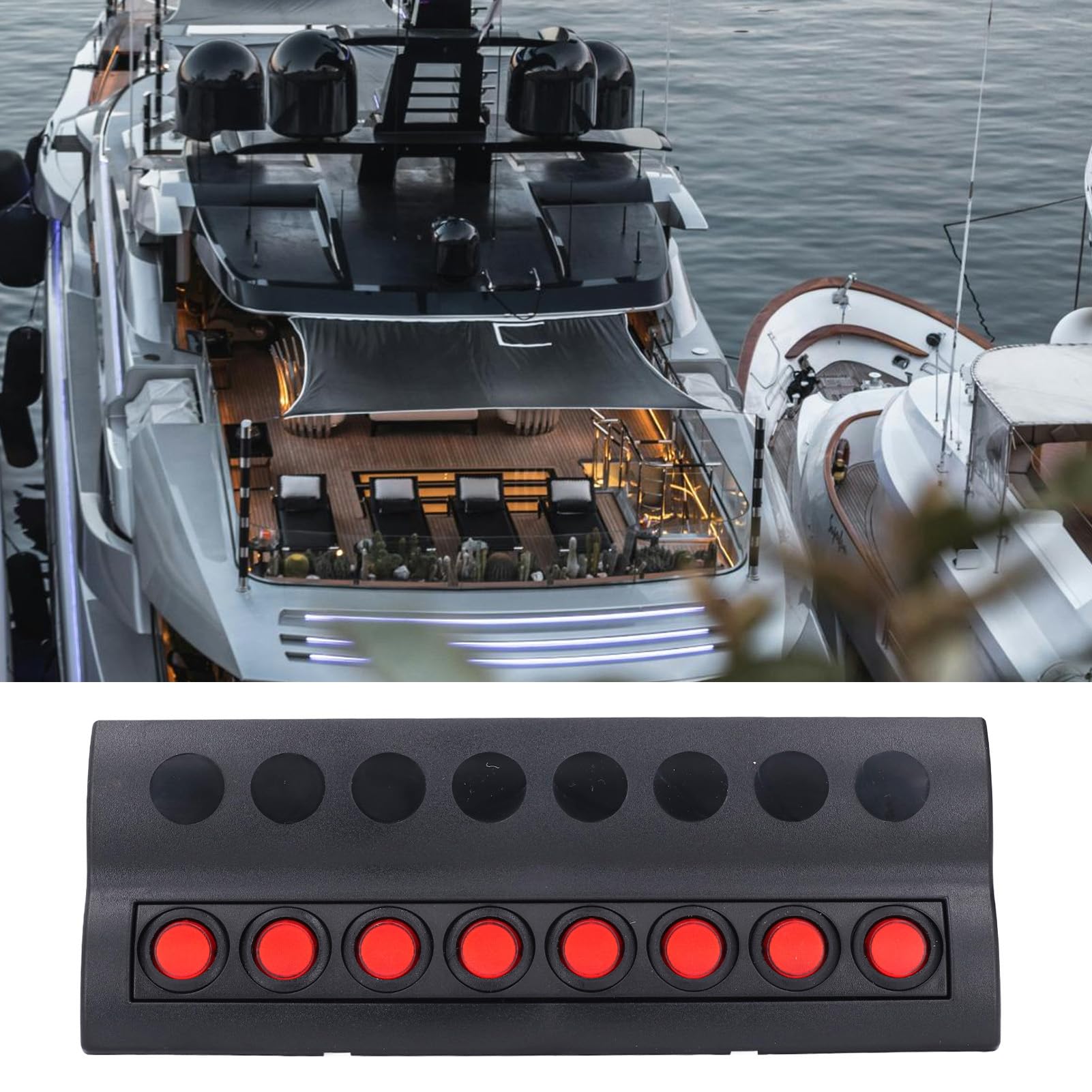 Pannello Interruttori a 8 Gruppi per Protezione Sovraccarico per Yacht Barca Installazione Semplice Materiale ABS Precablaggio Pannello Interruttori Marini con Etichette