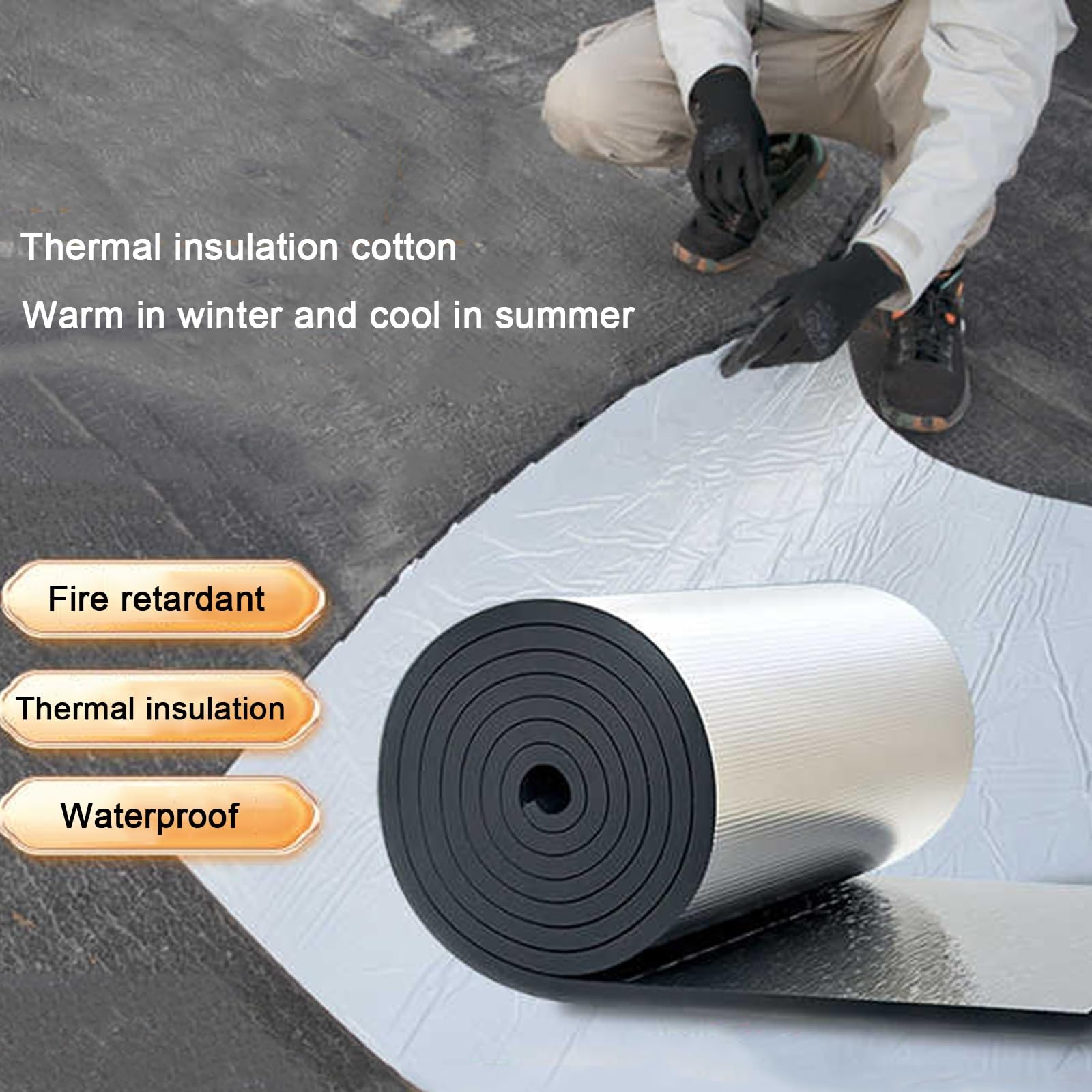 Cotone Isolante del Tetto,stuoia Cotone Isolante Autoadesivo,Pannello Riflettente termosifoni,Tappetino fonoassorbente per Auto,Scudo Termico per Il Tetto,Impermeabile(5MM(THk),1 * 3M(3m²))