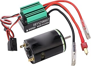 SPYMINNPOO RC Motor ESC Kit, Waterproof 540 Brushed Motor with 65A T Plug Smart ESC Electric Motor Combo Set for RC Climbing Car (27T)