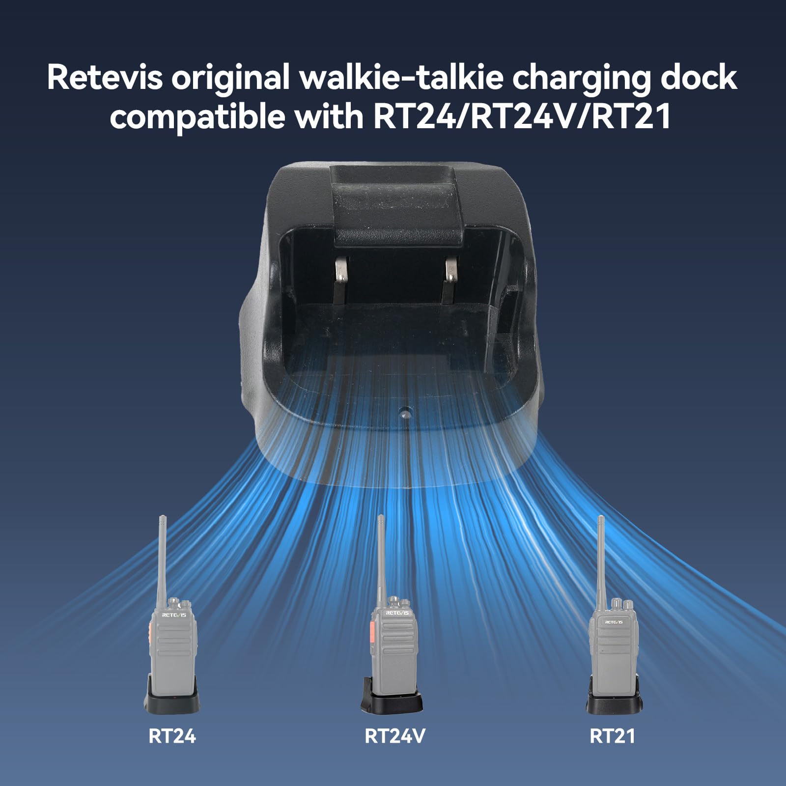Retevis RT24 Caricabatterie Base USB Originale per Ricetrasmittente, Compatibile RT24/RT21, Nero