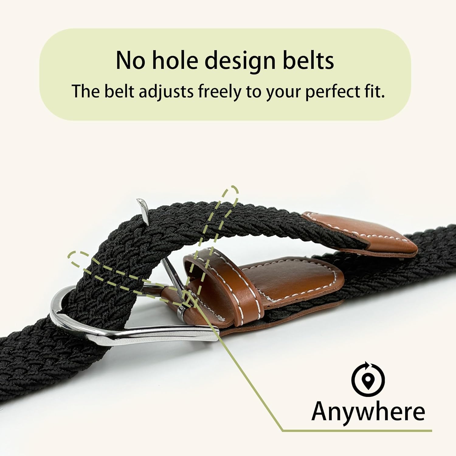 3 Pack Belts for Women Men Boy Girl, No Holes Jeans Pants Dress Elastic Stretchy Golf Braided Belt - Image 3