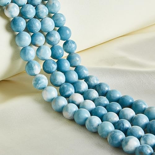 Cuentas sueltas redondas de larimar natural de 8mm, cuentas de piedras preciosas para hacer joyas, 45 unidades