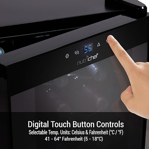 Vista 42 de NutriChef - Refrigerador para 12 botellas de vino termoeléctrico, para encimera Refrigerador, refrigerador de funcionamiento silencioso, Compresor