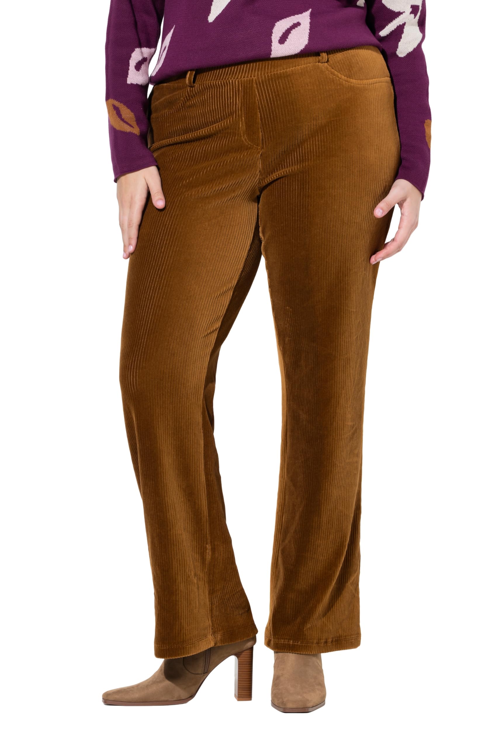Ulla Popken Damen große Größen Übergrößen Plus Size Cord-Schlupfhose Mary, Elastikbund, Biobaumwolle 847309