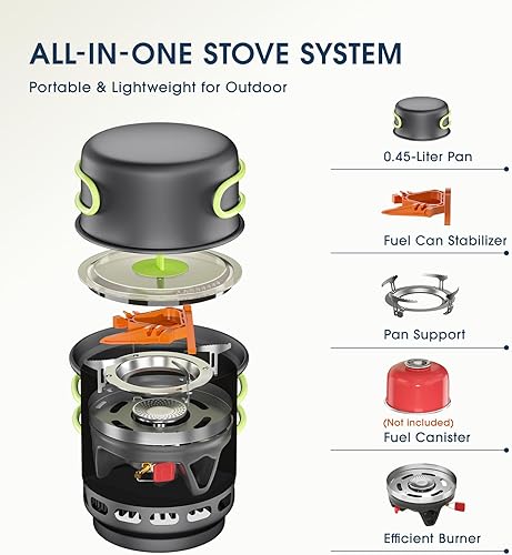 Miniatura 2 de BLUU GEMINI - Estufa de propano 2 en 1 para mochilero, quemador portátil de gas para campamento al aire libre con kit de sistema de cocción de olla