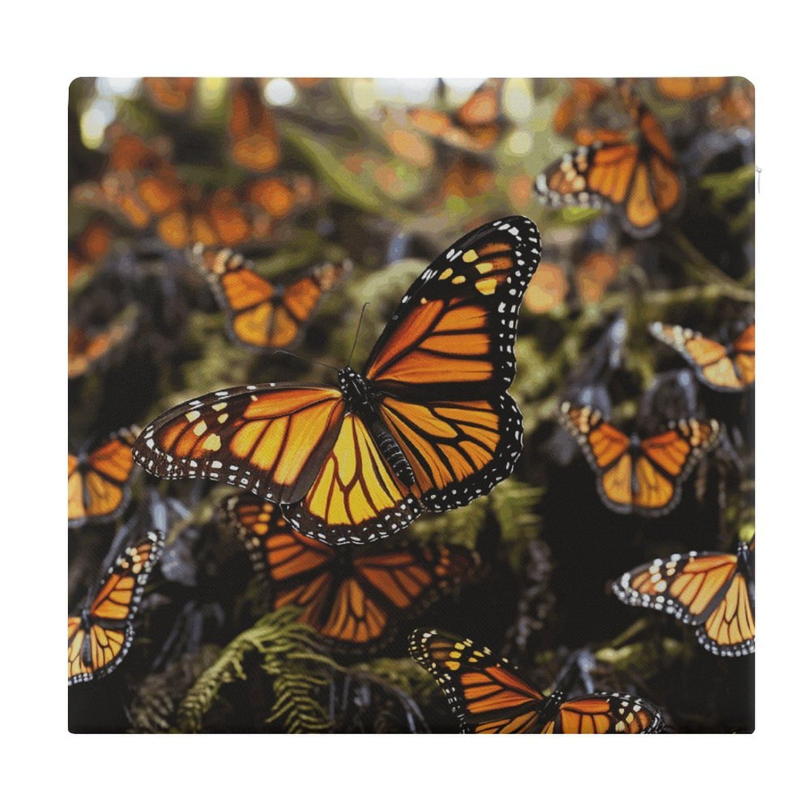 VstaDank Heaps of Orange Monarch Butterflies Square Cushion Cute Memory Foam Seat Cushions15x13In Comfort Meditation Floor Pillow Removable Cover Soft Stool Cushion Pillow for Balcony Tatami