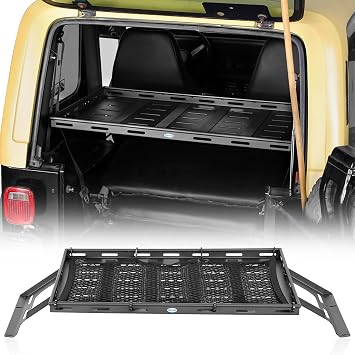 Hooke Road TJ YJ Trunk Cargo Rack Basket Tray for 1987-2006 Jeep Wrangler YJ TJ Hardtop Excluding Unlimited, Sturdy Steel Shelf for Camping Trip Gear Storage