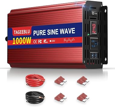 24V 1000W Pure Sine Wave Power Inverter, 24V DC to 110V-120V AC