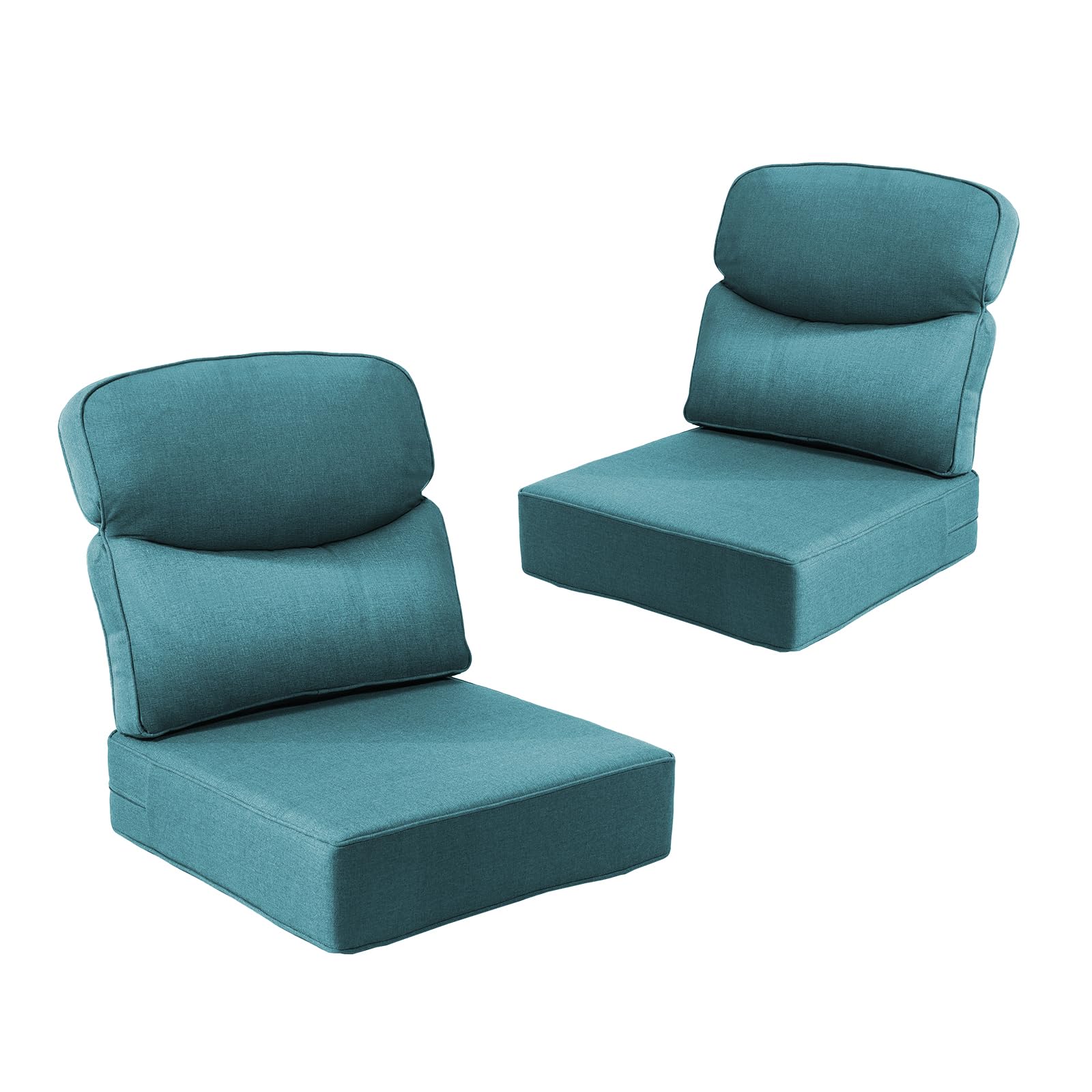 Outdoor Cushion Set for Patio Furniture, UV Resistant, Water Resistant - 6 Inch Thick Dual Layer Back Support Cushions– 24x24 Inch Patio Seat Covers for Chair/Sofa/Couch | Peacock Green | 2-Pack |