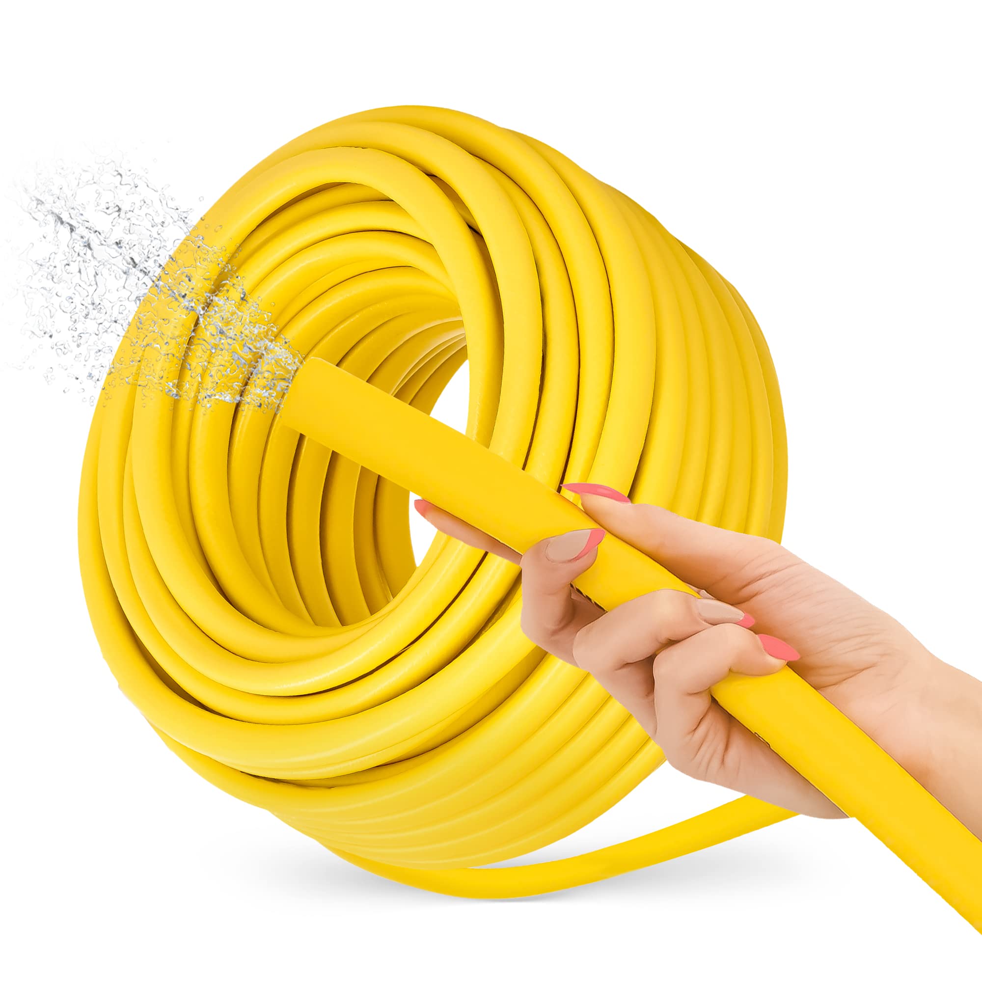 Manguera de riego, 3/4", 50 m, amarillo, reforzado, 3 capas, resistente a los rayos UV, indeformable, flexible, riego, jardinería, lavado de coches, manguera blindada