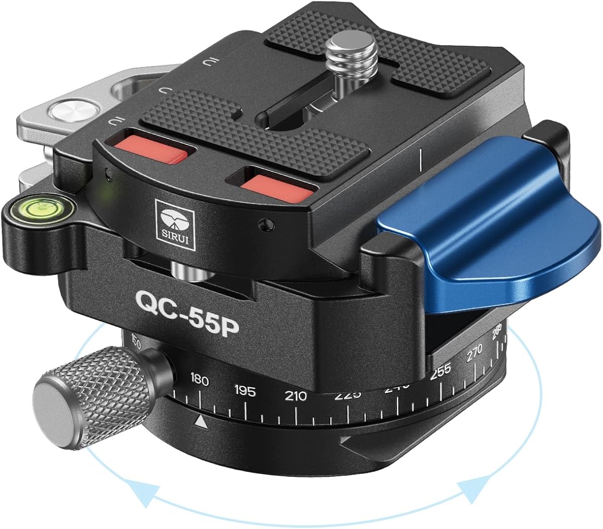 55mm Quick Release Plate with 360° Rotating Panoramic Head, Camera Mount Adapter with 1/4" and 3/8" Thread, Quick-Release Attach Plate for Tripod Monopod DSLR Stabilizer, QC-55P