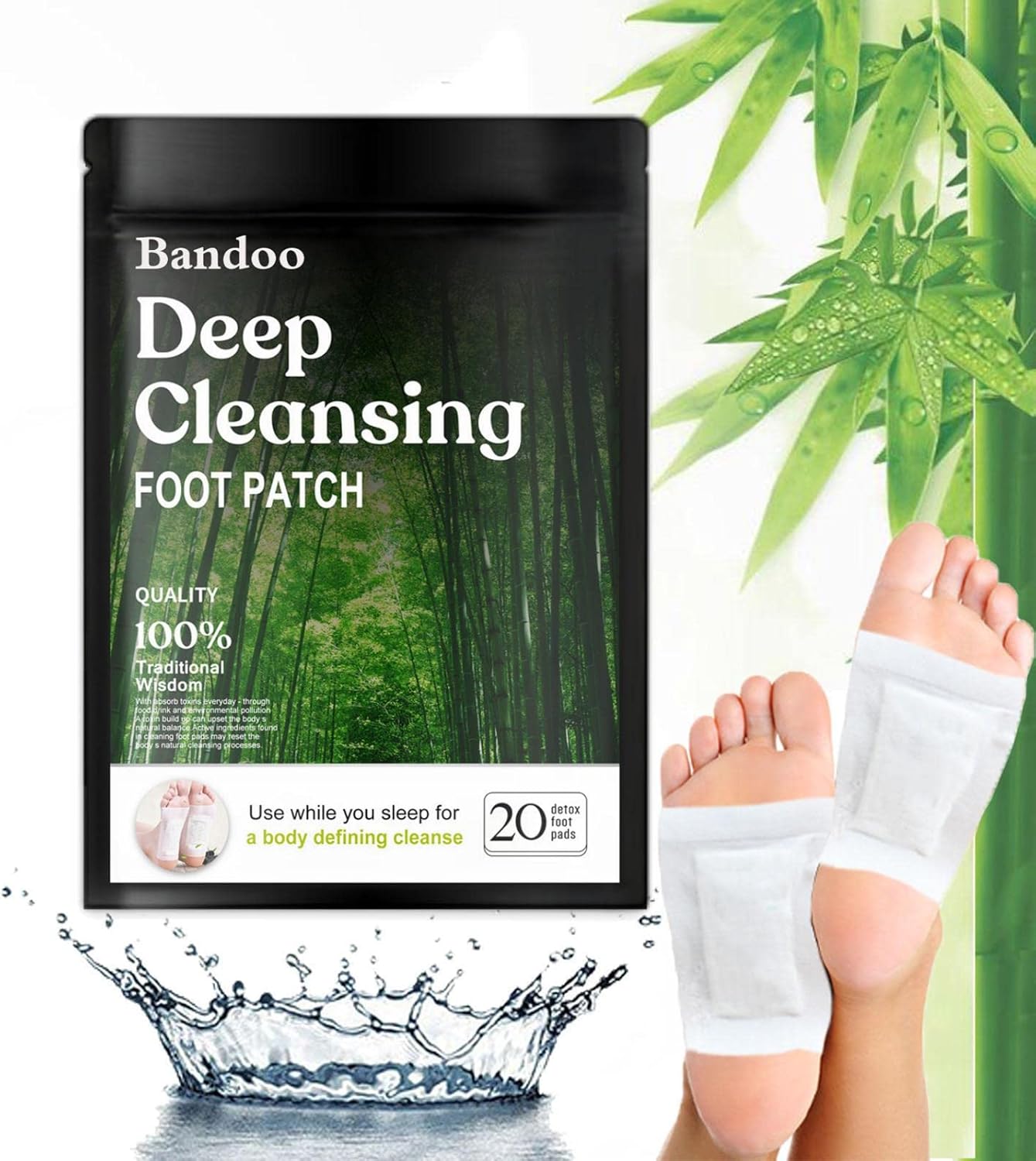 Bandoo Natural Cleansing Foot Pads, Deep Cleansing Foot Pads Foot Care