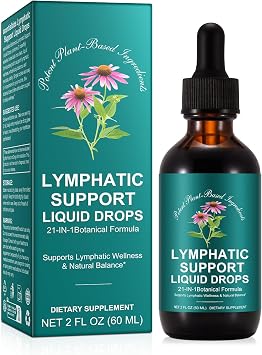 Lymphatic Drainage Drops, Natural Lymph Cleanse & Immune Support Supplement with Echinacea, Dandelion, Elderberry, Cleavers, Astragalus & Burdock, 2 FL OZ 1