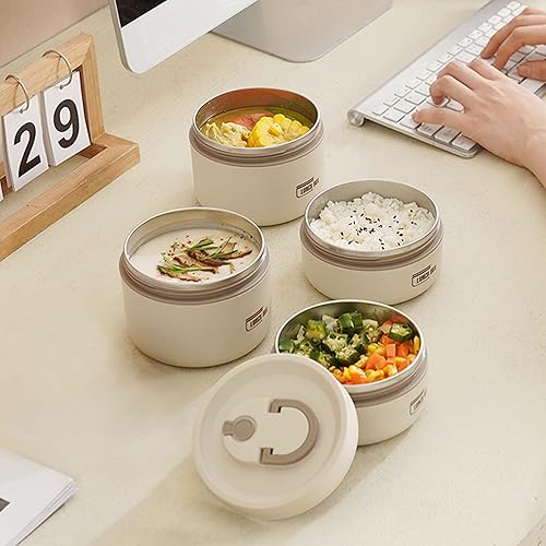 Miniatura 7 de Juego de recipientes de almuerzo portátiles aislados para adultos, lonchera Bento apilable de acero inoxidable para alimentos calientes, contenedor