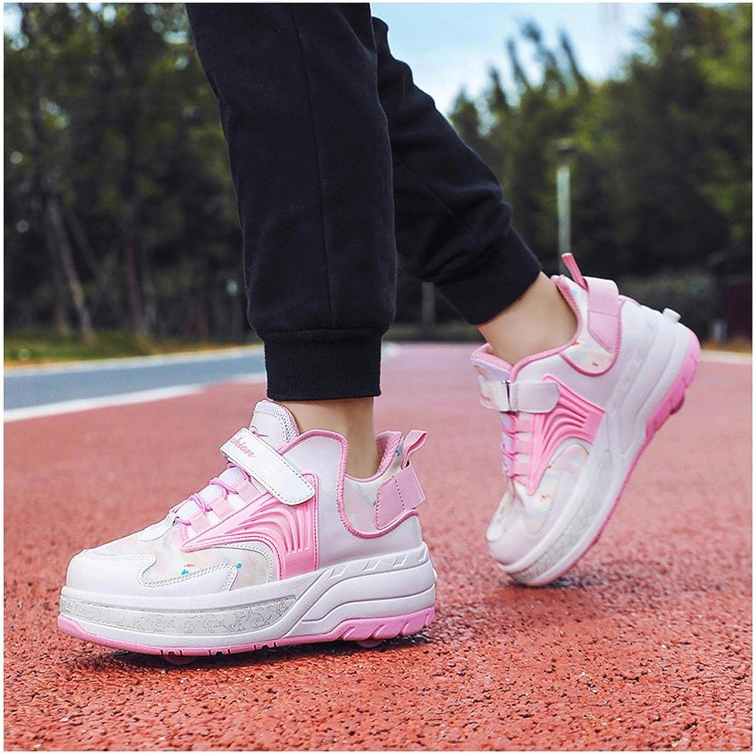 Generisch Schuhe Mit Rollen 2-in-1-Rollschuhe, Schuhe Mit Versteckten Rollen, Skateboard-Schuhe, Turnschuhe, 4-Rad-Rollschuhe, Laufschuhe, Verstecktes Hinterrad