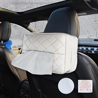 PU Leather Car Tissue Holder, Extra Large Rectangle Backseat Tissue Box, 120-230 Sheets Napkin Container, Universal Fit for Most Cars