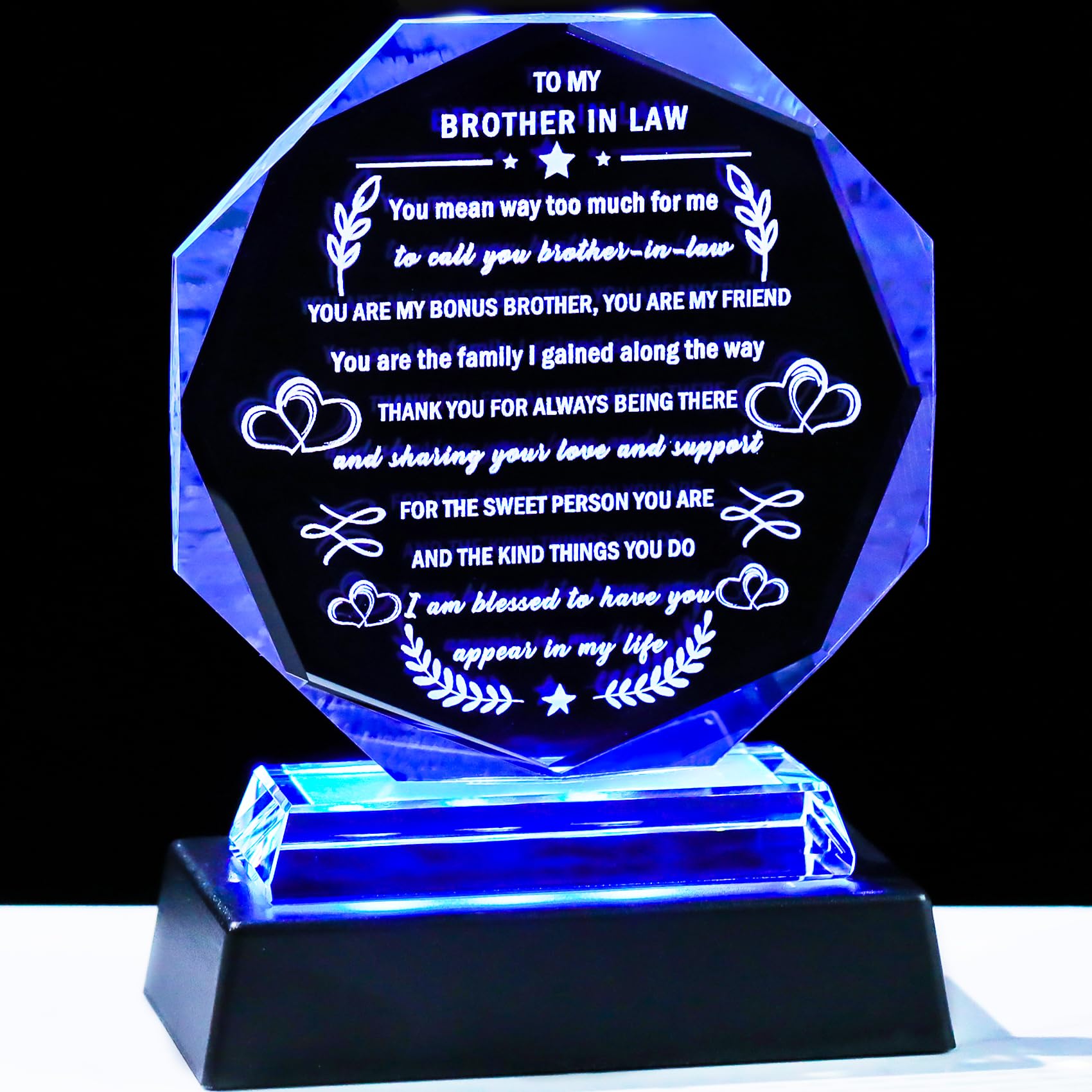 Cadeau pour beau-frère de la part d'une belle-sœur souvenir cristal LED