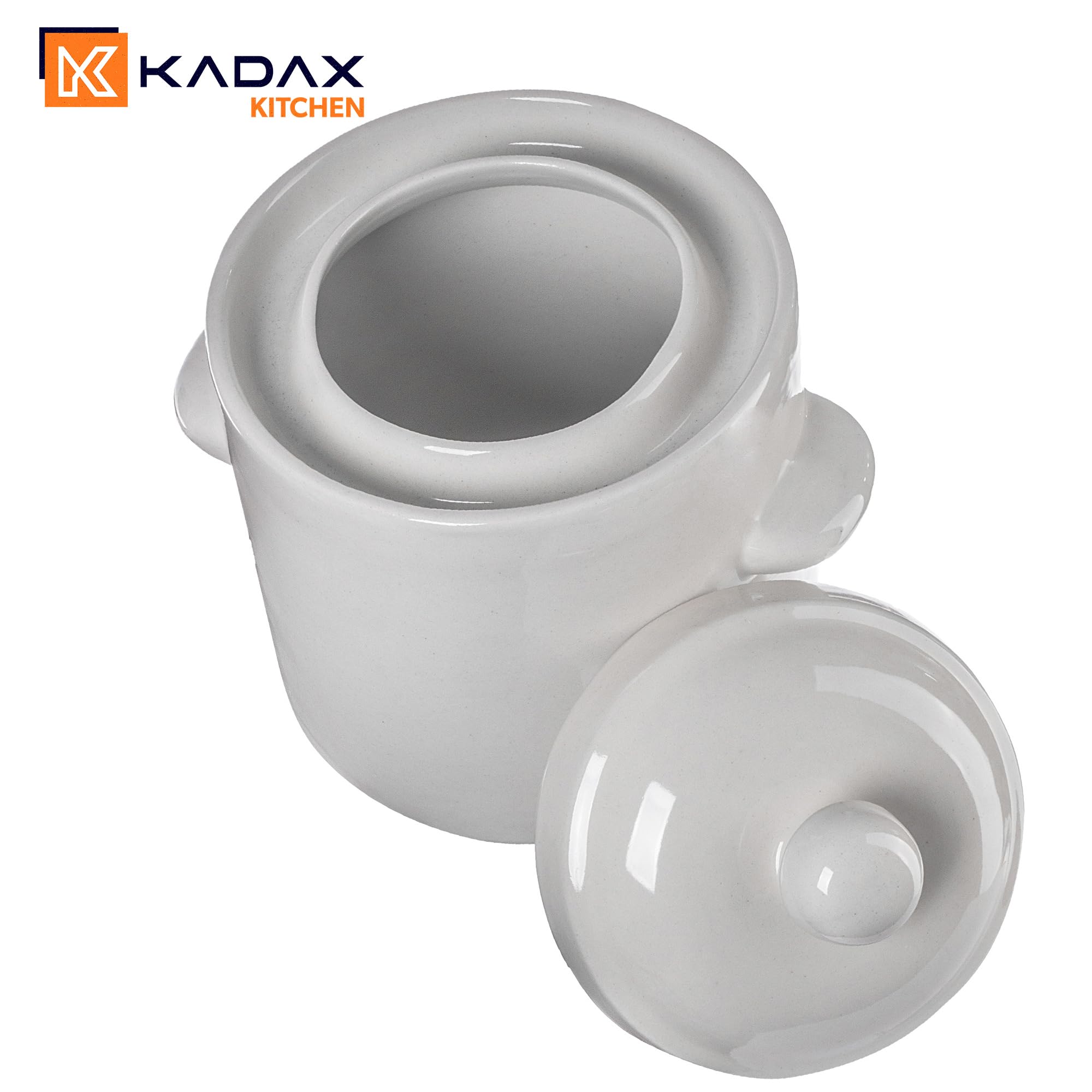 KADAX Steengoed Pot met zijhandgrepen en deksel, vaatwasmachinebestendig, handgemaakte keramische gistingpot voor augurken (5L), K8647 KADAX Steengoed Pot met zijhandgrepen en deksel, vaatwasmachinebestendig, handgemaakte keramische gistingpot voor augurken (5L), K8647